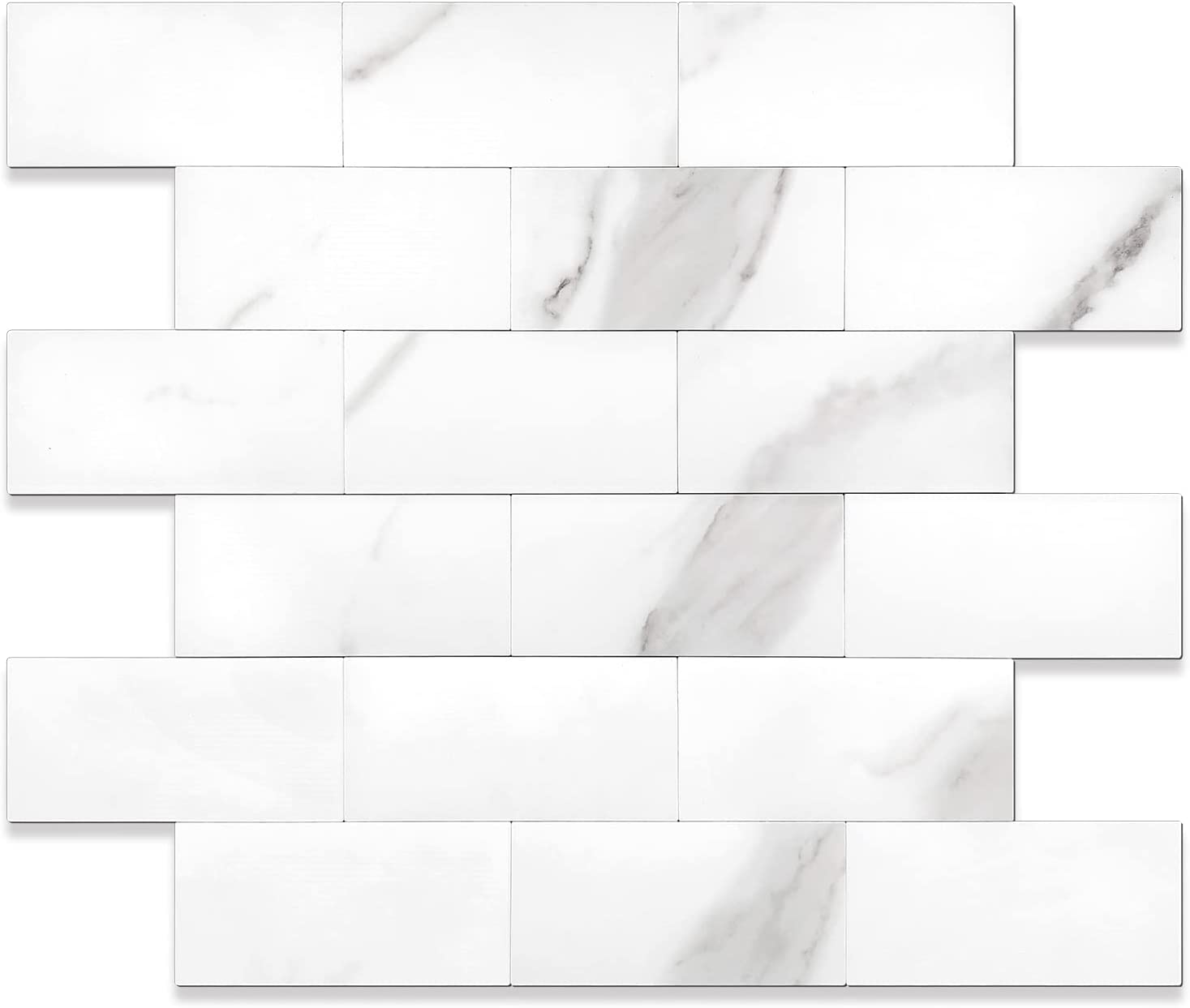 STICKGOO 10pcs Calacatta Backsplash Peel and Stick Metal Tiles Kitchen
