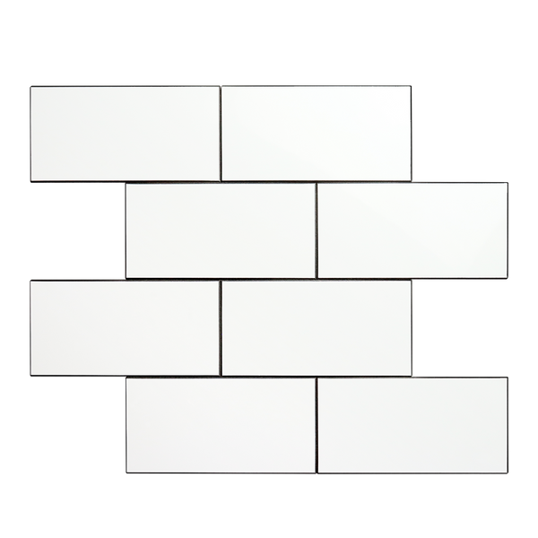 3''x6'' Subway Mosaic Tiles Sheeted - White With Gray Grout