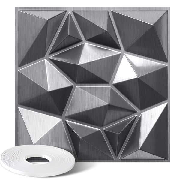 Diamond Design 3D PVC Wall Panels - Silver