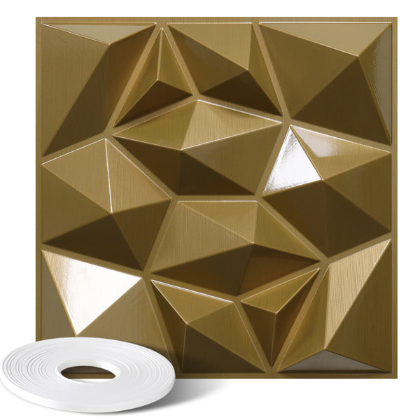 Diamond Design 3D PVC Wall Panels - Gold