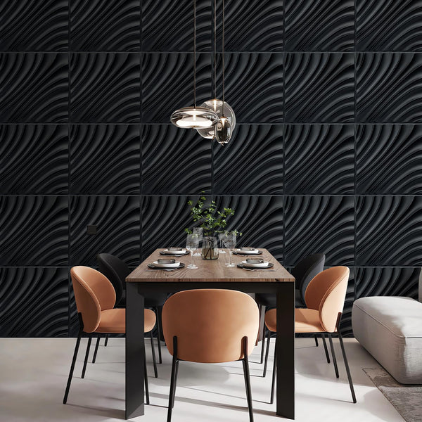 Wavy Wall Design 3D Wall Panels - Black