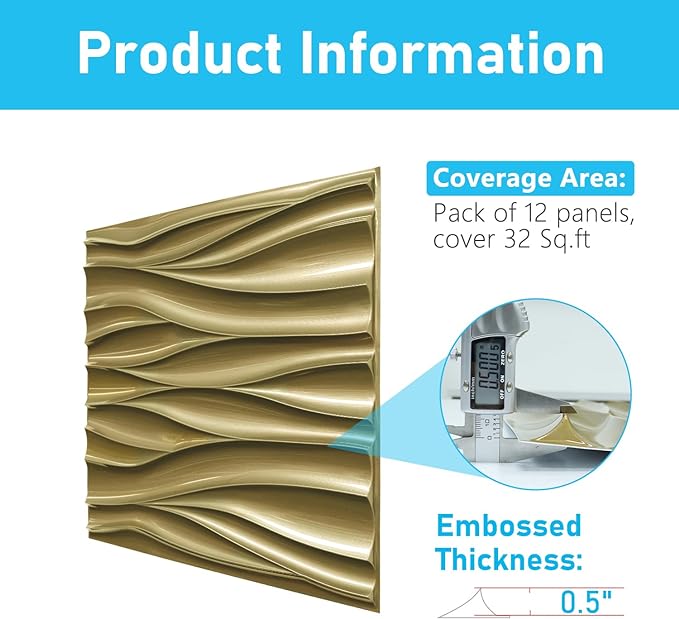 STICKGOO 3D Panels For Walls Black Wave Wall Tiles For Interior Décor