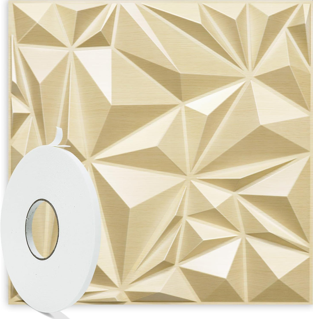 STICKGOO 12-Pack Irregular Diamond 3D Decorative PVC Wall Panels In Oak