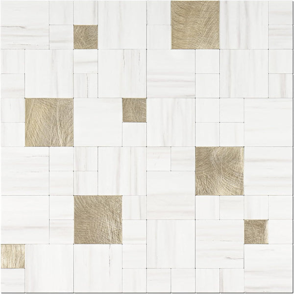 Square Mosaic Peel and Stick Tiles - Dolomite White