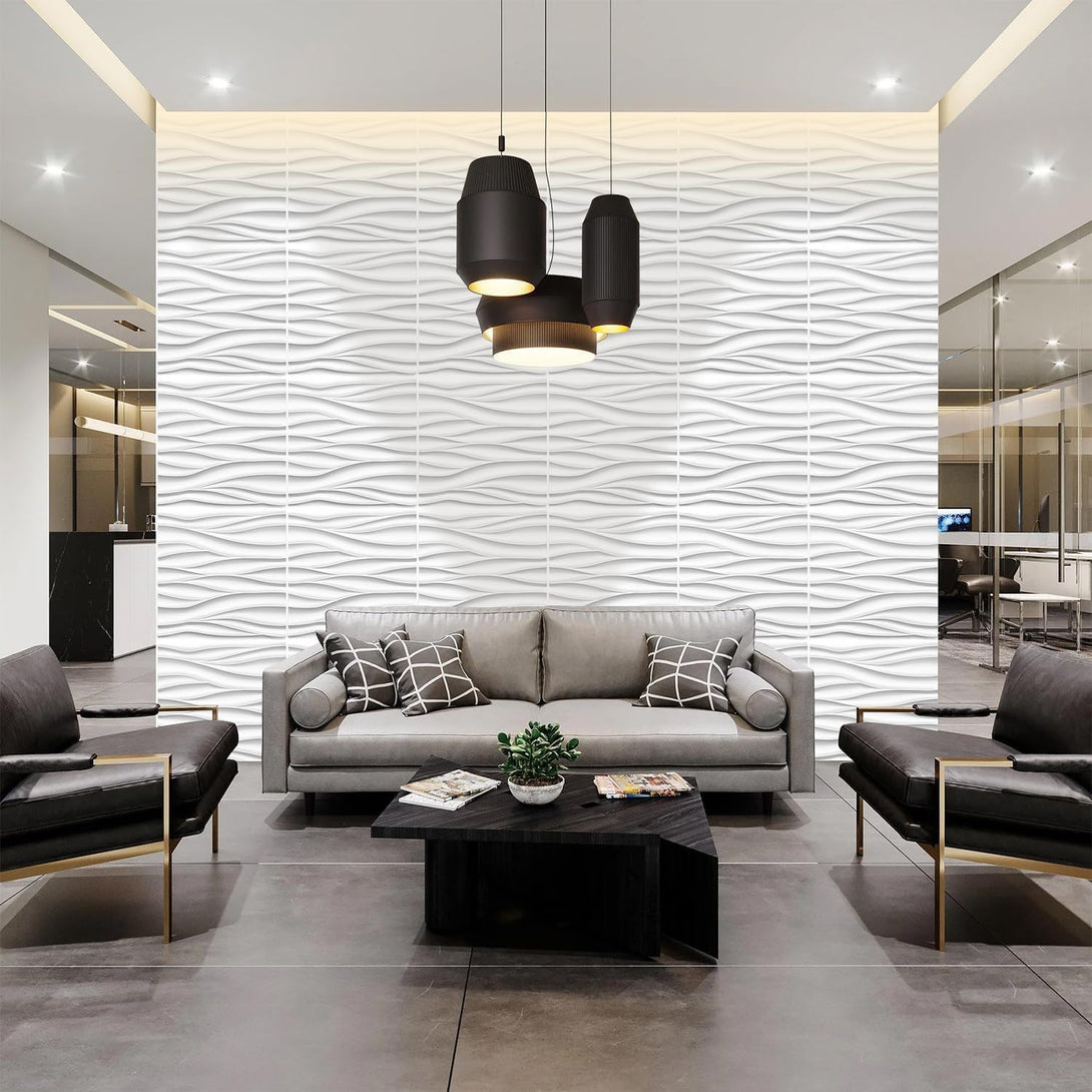 STICKGOO 3D Panels For Walls Black Wave Wall Tiles For Interior Décor