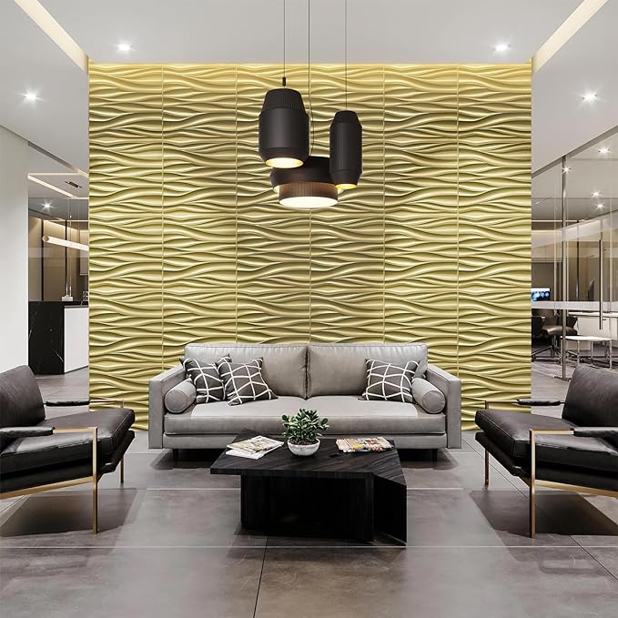 STICKGOO 3D Panels For Walls Black Wave Wall Tiles For Interior Décor