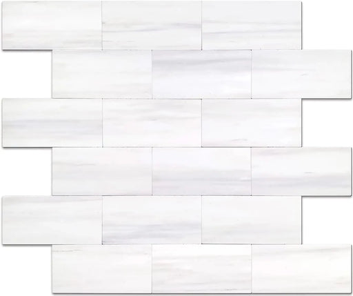 STICKGOO 3''x6'' Peel and Stick Subway Tile Backsplash - White Marble