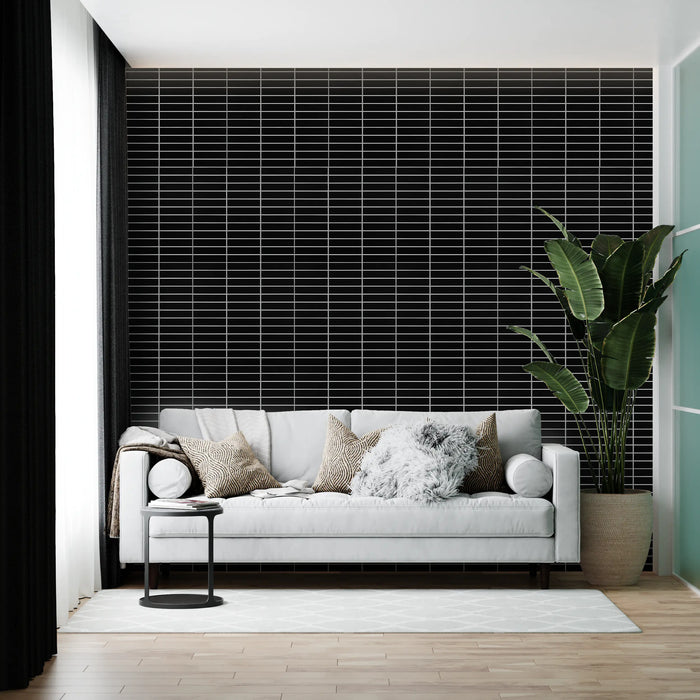 2023 Straight Linear Mosaic Peel and Stick Wall Tile - Black