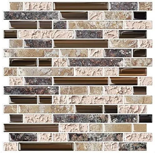 STICKGOO 12" x 12" Sandstone Thicker Peel and Stick Wall Tiles Brown