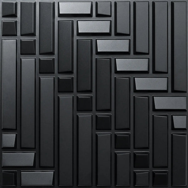 Brick Design Textured 3D Wall Panels - Matte Black