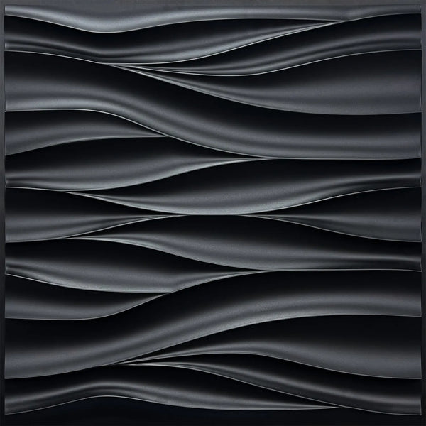 Wave Design Textured PVC Wall Panels - Black