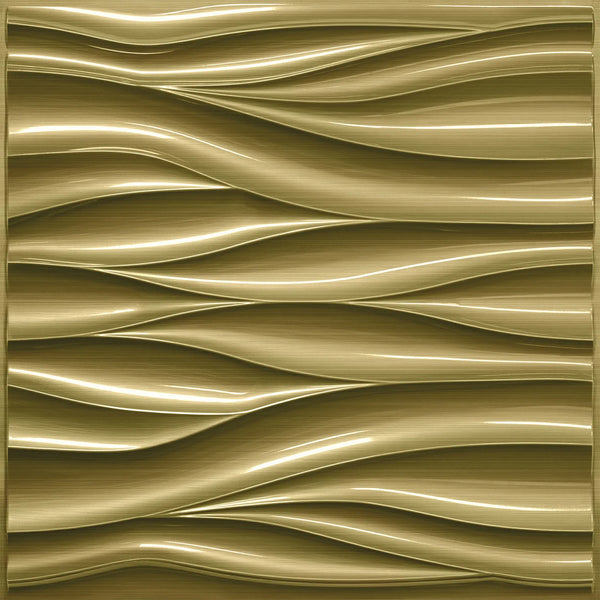 Wave Design Textured PVC Wall Panels - Brushed Gold