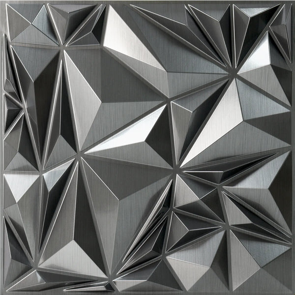 Irregular Diamond 3D Wall Panels - Brushed Silver