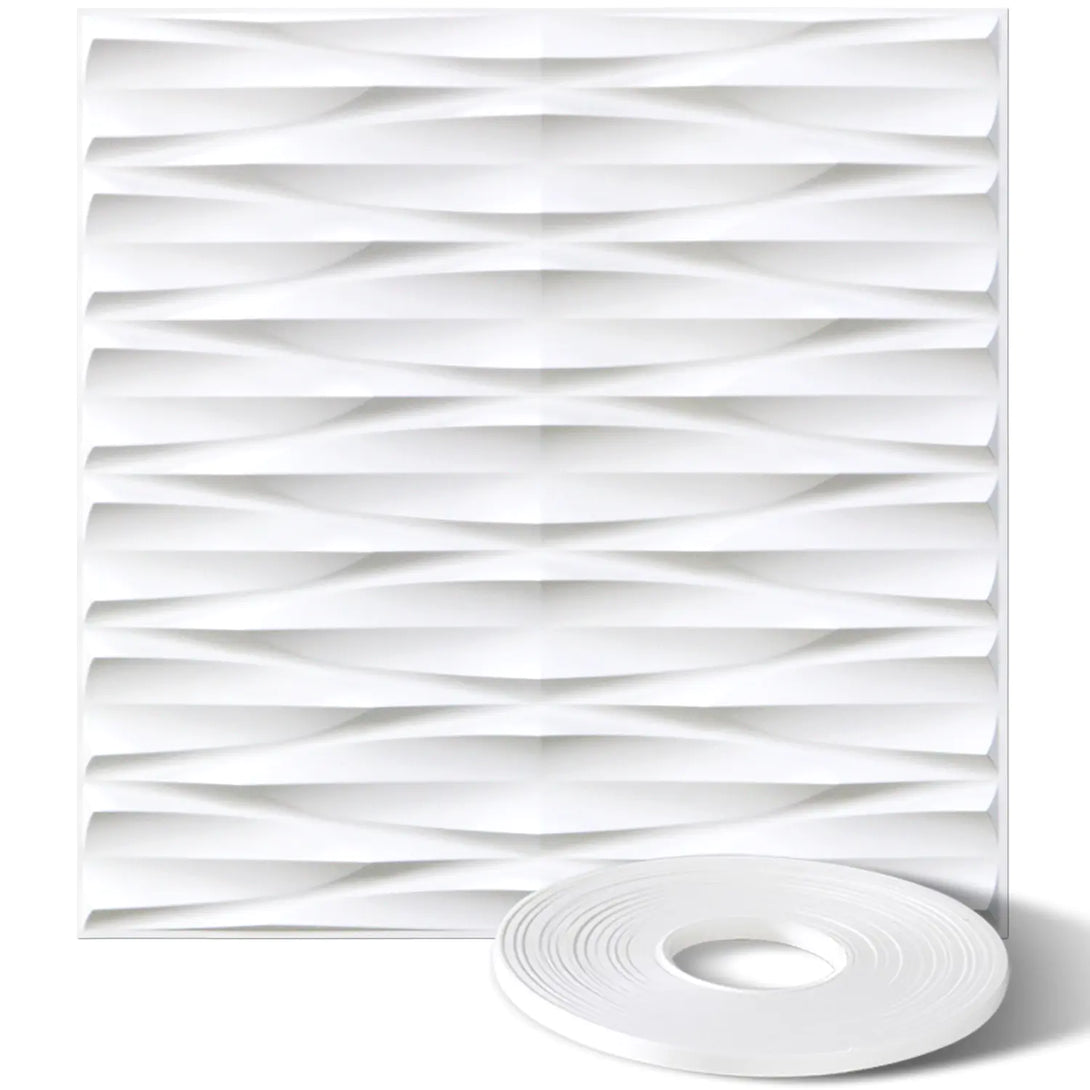 STICKGOO 19.7" x 19.7" 3D PVC Wall Panels Interior Wall Decor - White