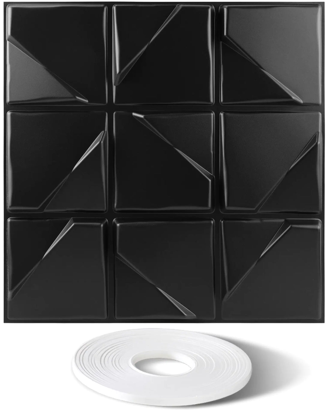 STICKGOO 19.7" x 19.7" Triangular Design Black 3D Wall Panels 12 Pcs