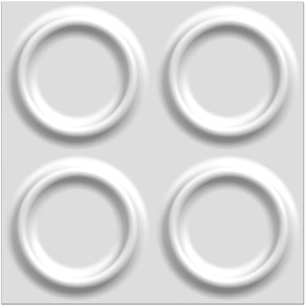 STICKGOO 19.7" x 19.7" Lunar Ring 3D PVC Wall Panels 12-Pack - White