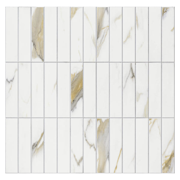 STICKGOO Calacatta Gold Linear Mosaic Peel and Stick Wall Tile Backsplash