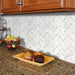 STICKGOO Mixed Metal White Marble Herringbone Backsplash Peel and Stick