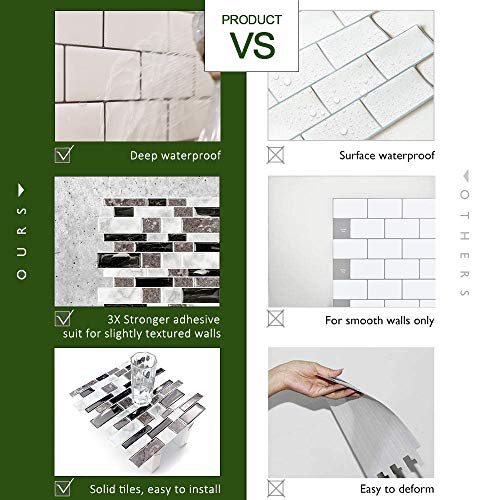 STICKGOO 10-pack Granite Linear Blend Thicker Peel and Stick Vinyl Tile