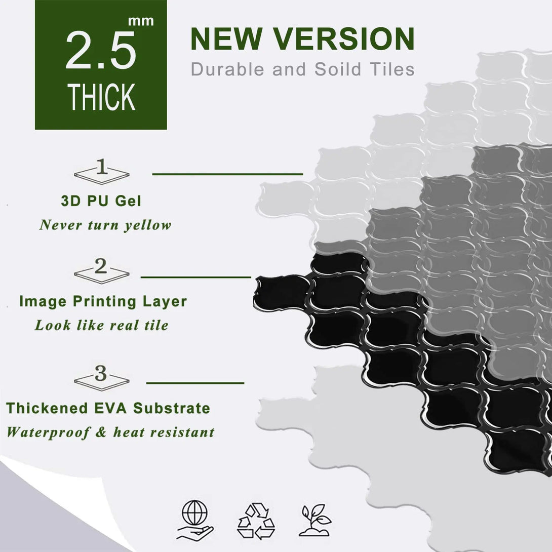 STICKGOO 12"x12" Arabesque Thick Peel and Stick Tile Kitchen Backsplash