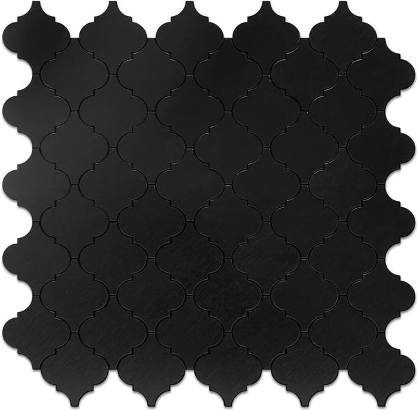 STICKGOO Black Arabesque Peel and Stick Wall Tile PVC & Metal Backsplash