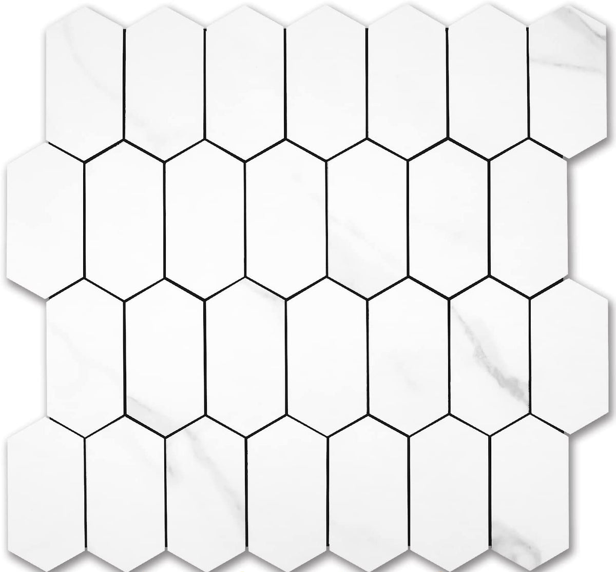 Vamos Tile 12''x12'' White Marble Hexagon Backsplash Peel and Stick 10 — STICKGOO
