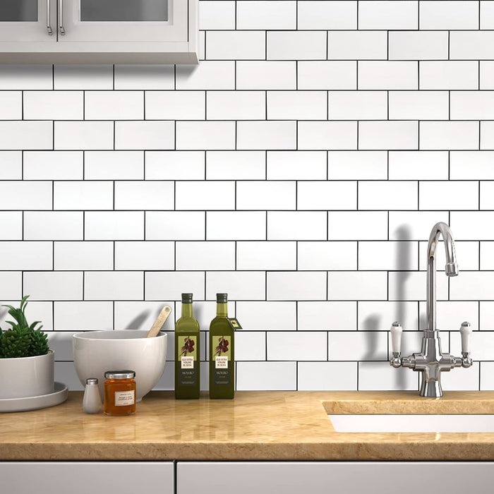 STICKGOO 3''x6'' White Subway Tiles For Kitchen Backsplash Peel and Stick