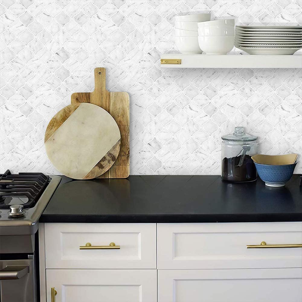 STICKGOO White Marble Thicker Peel and Stick Wall Tile Kitchen Backsplash