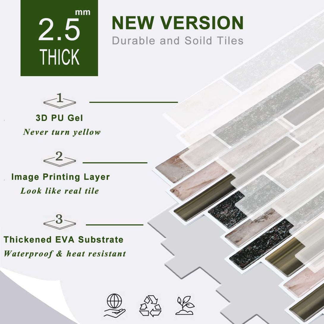 STICKGOO 12" x 12" Thicker Peel and Stick Tile Backsplash Sandstone Look
