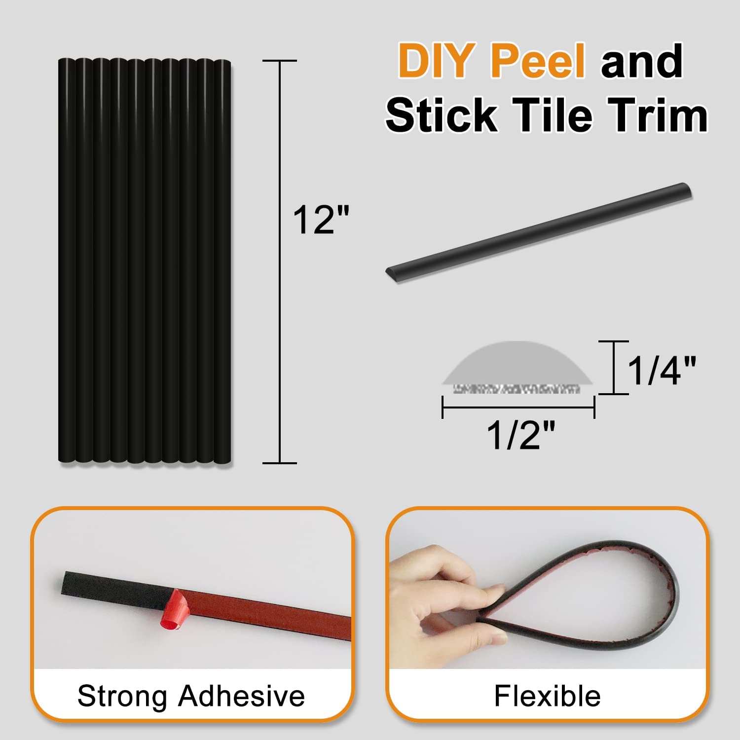 Tile String STICKGOO 10-Pack Peel and Stick Trim for Tile Edge Trim