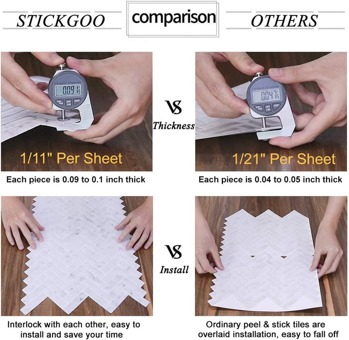 STICKGOO Backsplash Tile Arabesque Thicker Peel & Stick Tiles Multicolor