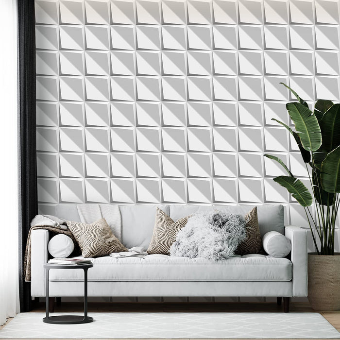 STICKGOO 12 Pcs White Diamond Design 3D Wall Panels For Interior Wall