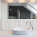 STICKGOO White Marble Herringbone Backsplash Stick On Wall Tile Kitchen