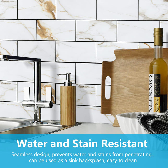 STICKGOO 10-pack Subway Tile Backsplash Peel and Stick - Calacatta Gold