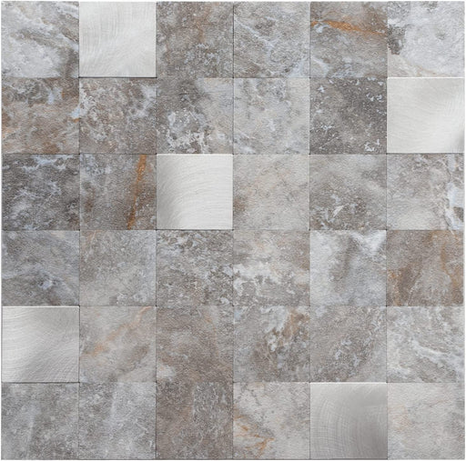 STICKGOO Square Silver Self-Adhesive Tile PVC Peel and Stick Backsplash 