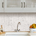 STICKGOO White Marble Herringbone Backsplash Stick On Wall Tile Kitchen