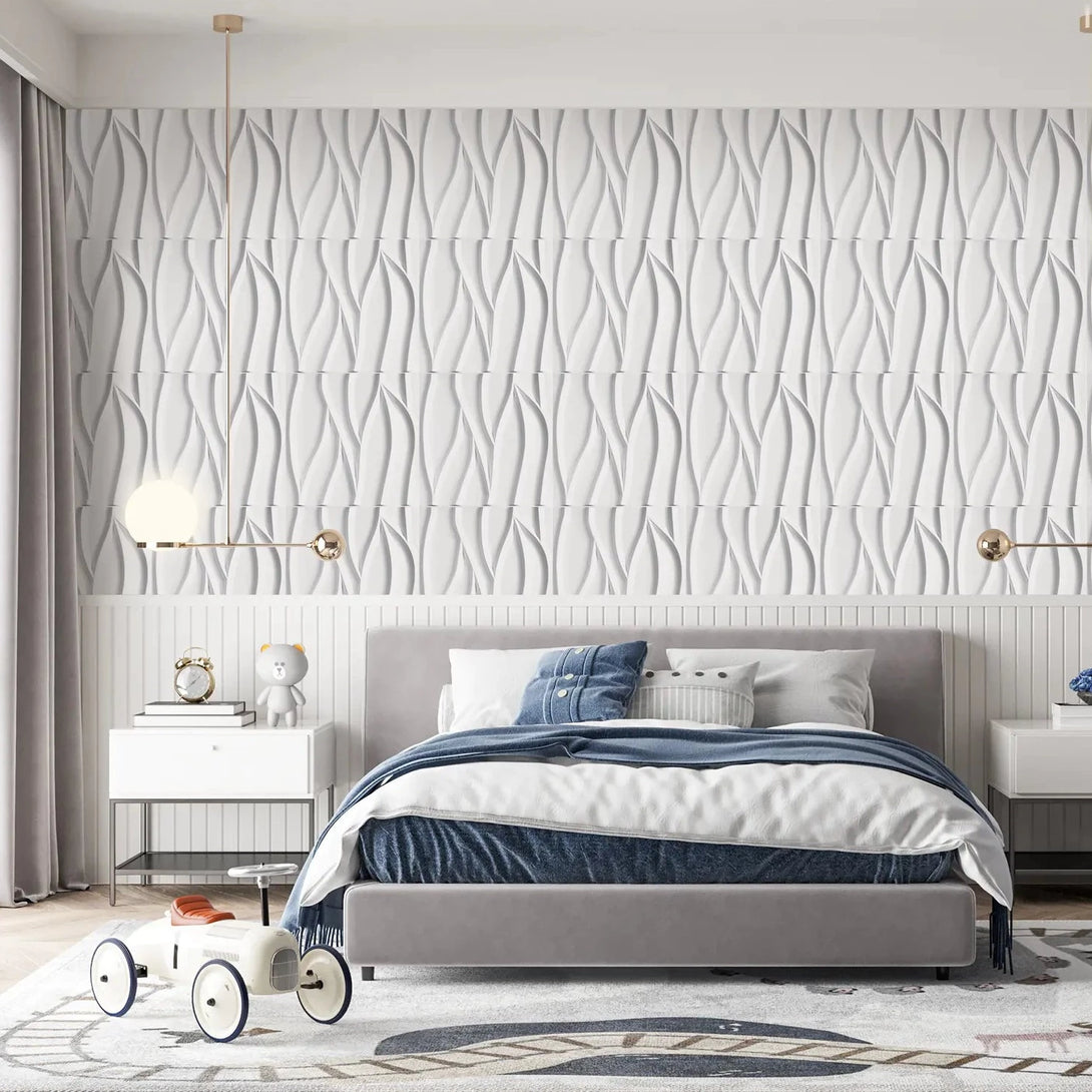 STICKGOO 3D Panels For Walls White Wave Wall Tiles For Interior Décor