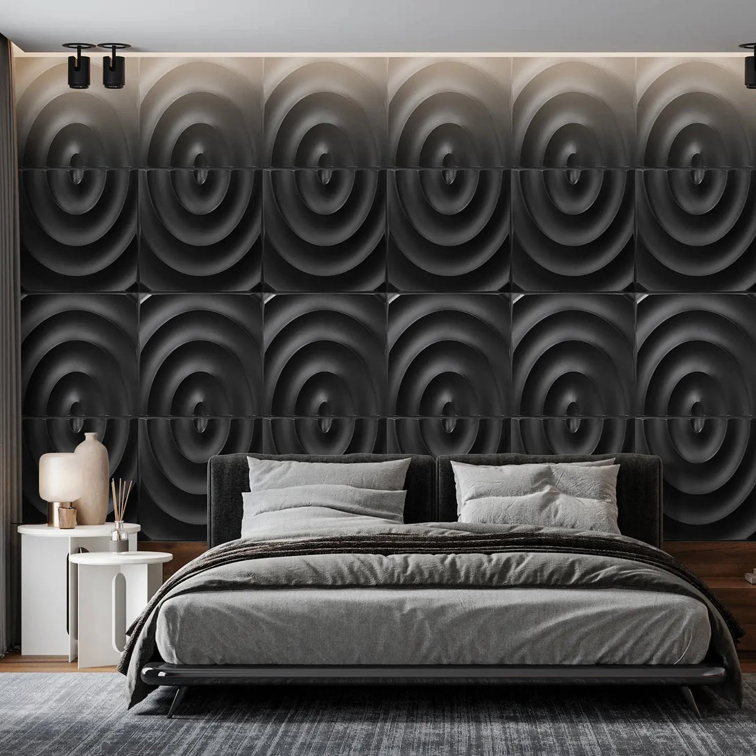 STICKGOO 12 Sheets Black Lunar Ring Textured 3D Wall Decorative Panels