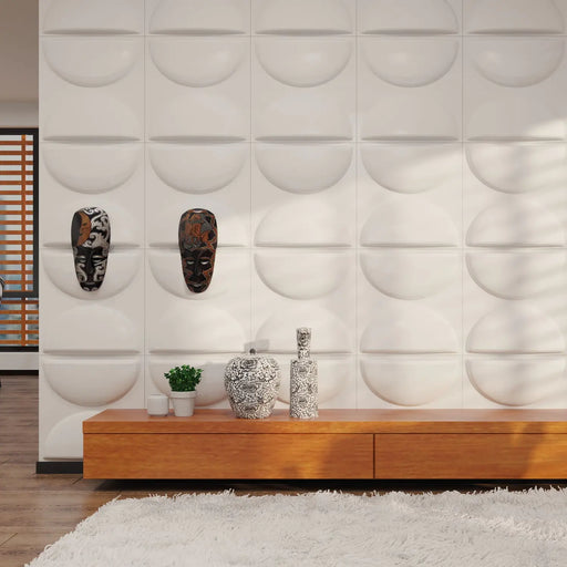 STICKGOO 3D PVC Wall Panels in Semicircle Textured White For Wall Décor
