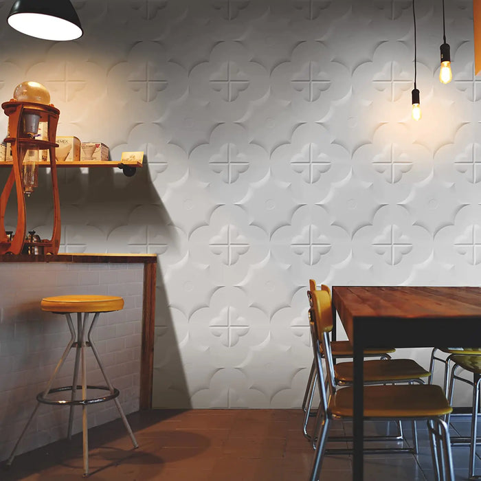 STICKGOO 20” x 20” 3D PVC Wall Panels Interior Wall Decor - White Star