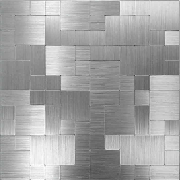 STICKGOO Silver Stainless Steel Metal Tiles Mosaic Kitchen Backsplash