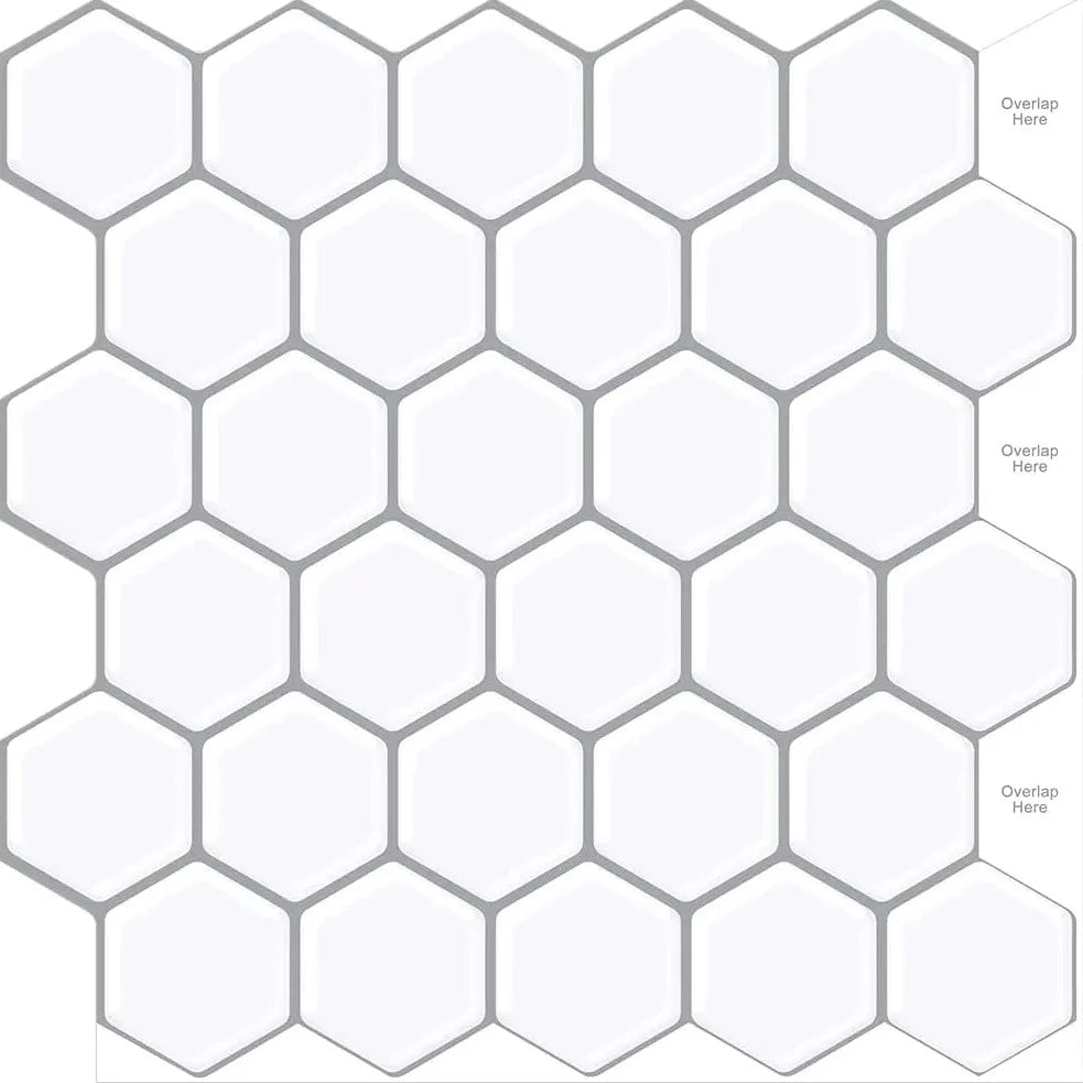 STICKGOO 12''x12'' White Hexagon Peel and Stick Backsplash Kitchen 10Pcs