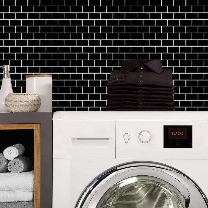 STICKGOO Upgraded Black Peel And Stick Tile 13''x12'' Subway Backsplash