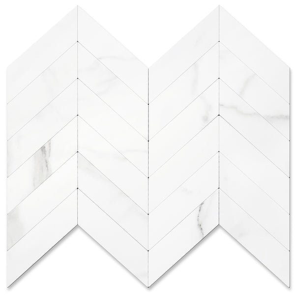 STICKGOO 10pcs Herringbone Tile Backsplash Peel and Stick - White Marble