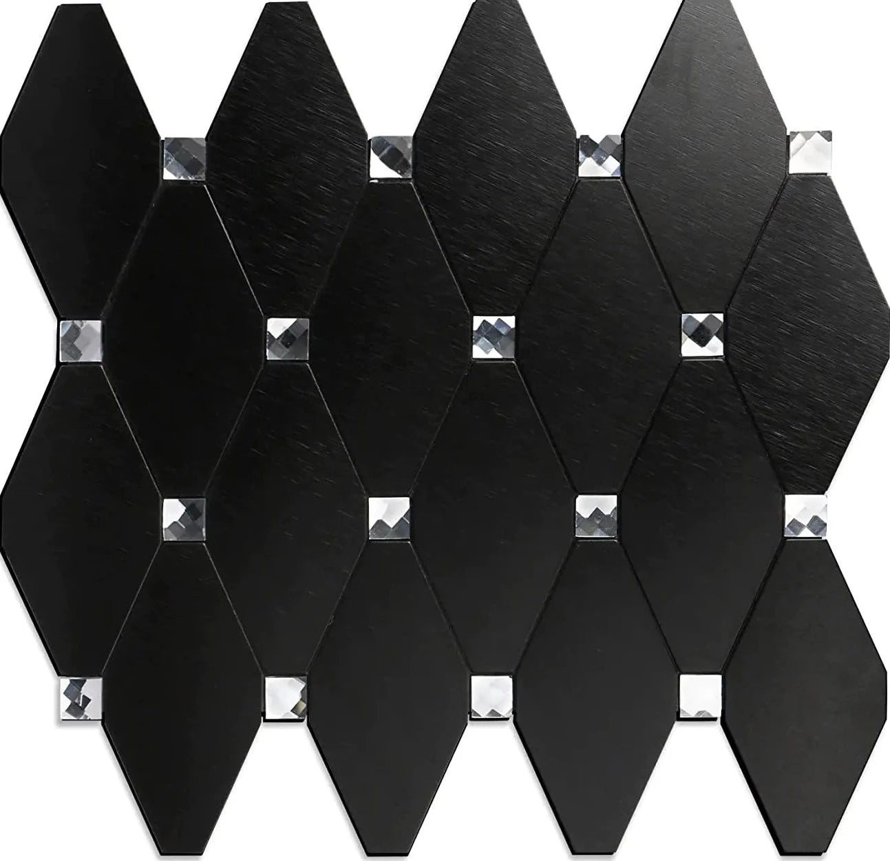 STICKGOO Black Modern Glass Mosaic Backsplash Peel and Stick Wall Tiles