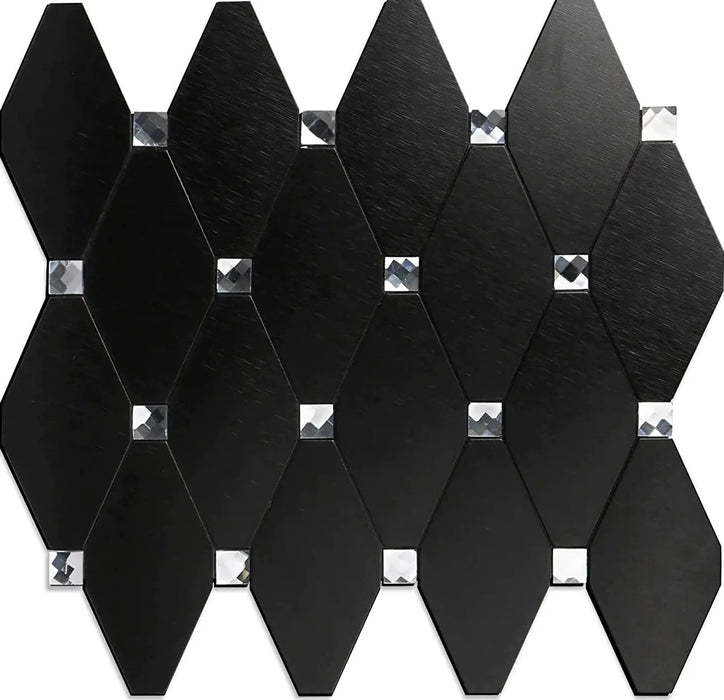 STICKGOO Black Modern Glass Mosaic Backsplash Peel and Stick Wall Tiles
