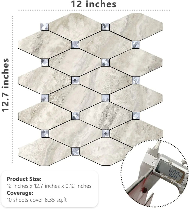 STICKGOO Modern Glass Mosaic Backsplash Peel and Stick Tiles - Beige